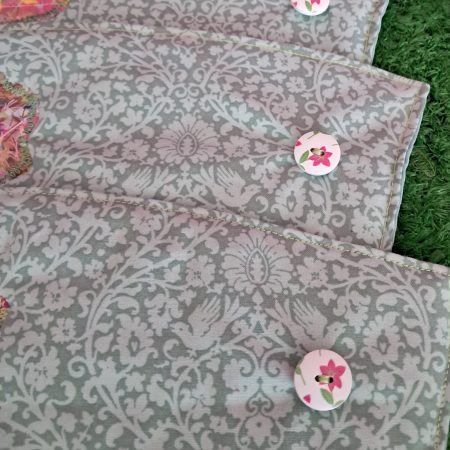 Fabric Plant Pot Covers x 3 floral green fabric