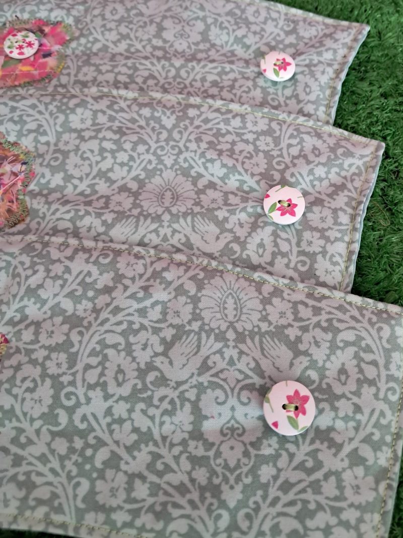 Fabric Plant Pot Covers x 3 floral green fabric