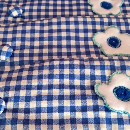 Blue Gingham fabric Plant Pot Covers x 3