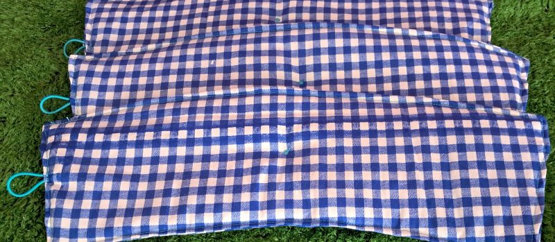 Blue Gingham fabric Plant Pot Covers x 3