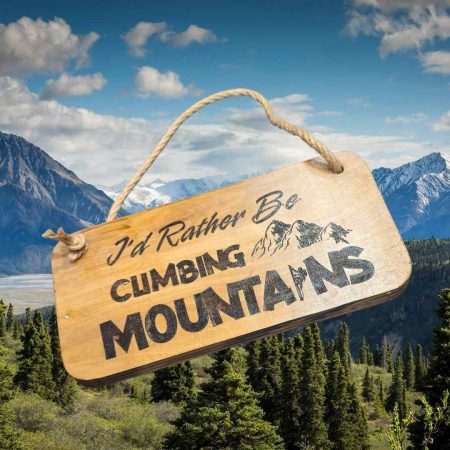 Engraved Double Sided Climbing Hanging Rustic Wooden Sign