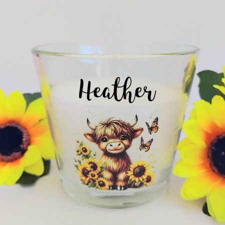 Personalised Highland Cow Candle, Personalised Highland Cow Gift