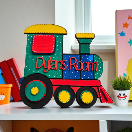 Craft Kit - Train Wall Plaque - Personalised - Brights or Pastel Choice - Bright