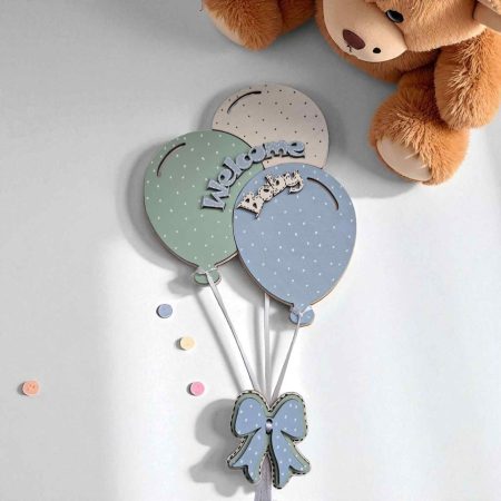 Craft Kit -Balloons Plaque - Personalised - Brights or Pastel Choice - Pastel