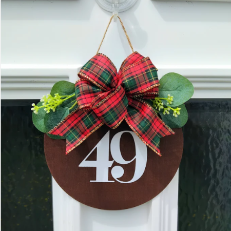 Handmade House Number Door Sign, Tartan House Number Sign, Home Decor, Tartan New Home Gift