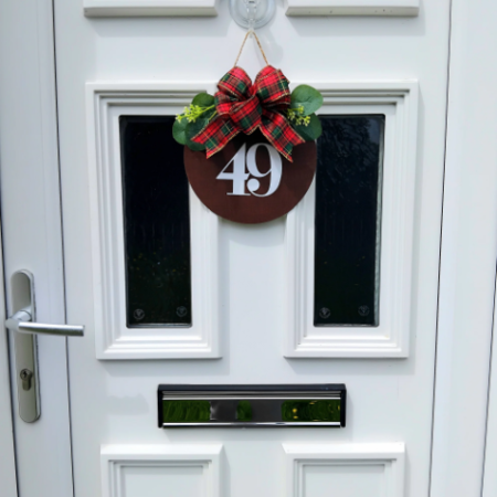 Handmade House Number Door Sign, Tartan House Number Sign, Home Decor, Tartan New Home Gift