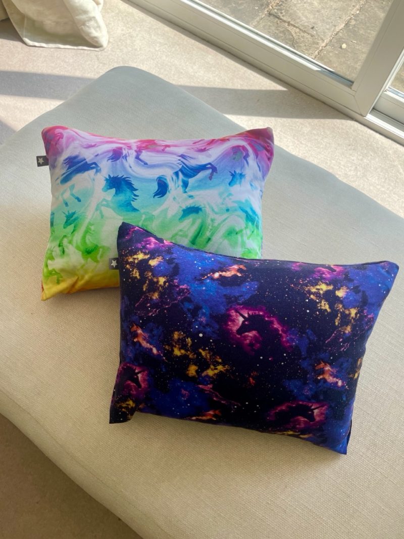 Mini pillow with removable cover ("Unicorn Dreams")