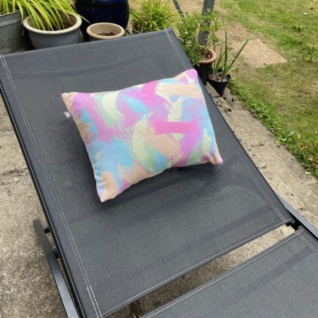 SALE ~ Mini pillow with removable cover ("Pastel Paintbrush")