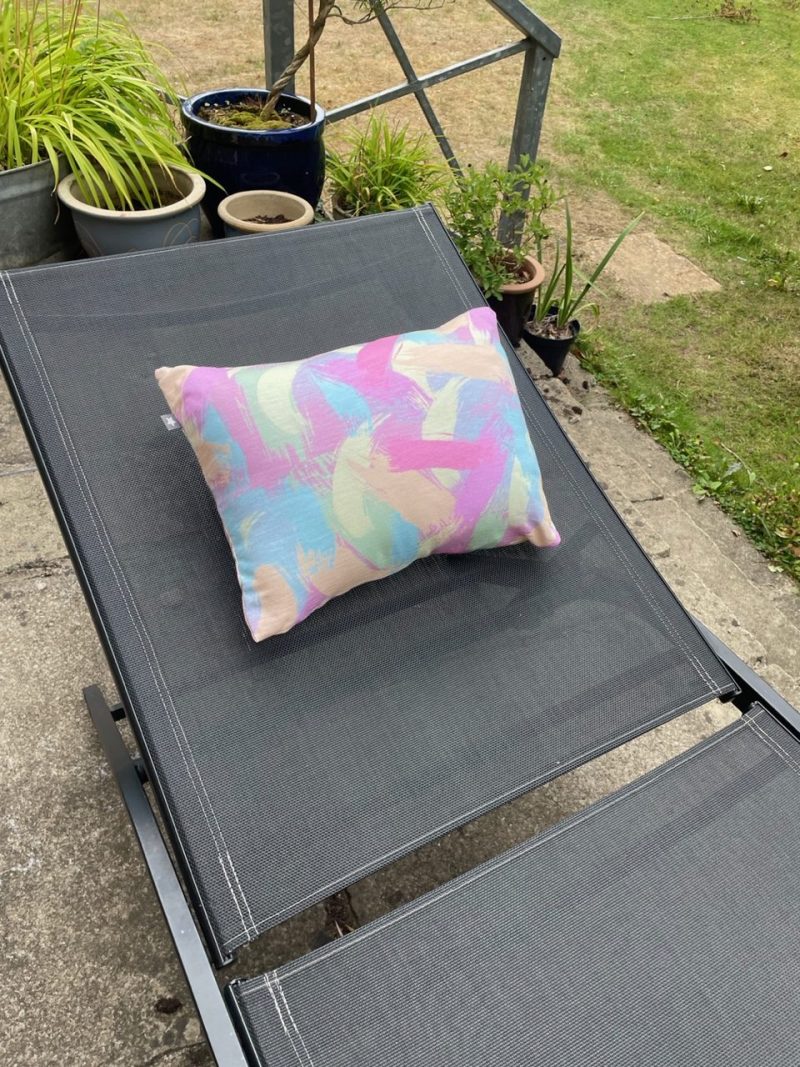 SALE ~ Mini pillow with removable cover ("Pastel Paintbrush")