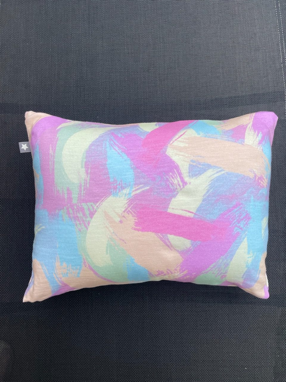 Mini pillow with removable cover ("Pastel Paintbrush")