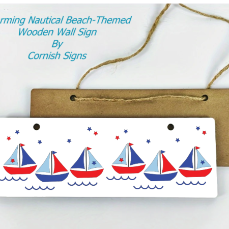 Sea Side Boats Wooden Sign. ~ Design 4 ~ free shipping.