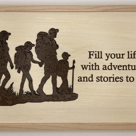 Walkers/Hikers Laser Engraved in Walnut on Maple Wall Hanging with Inspirational Word