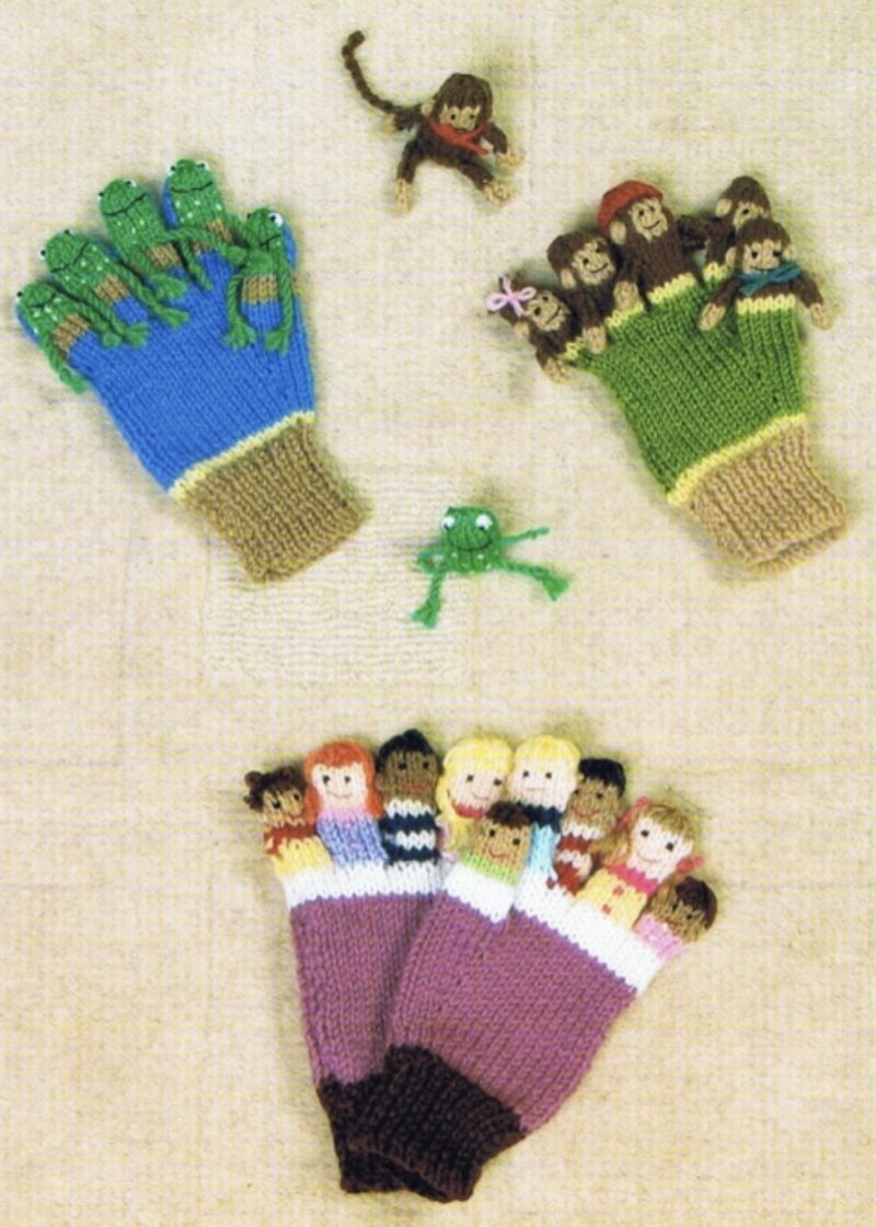 Knits and Pieces Finger Puppet Gloves Knitting Pattern