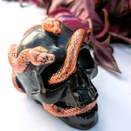 Ornamental Jesmonite Skull in Black and Copper
