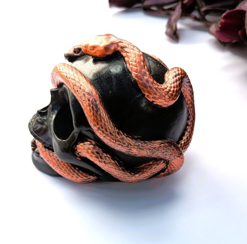 Ornamental Jesmonite Skull in Black and Copper