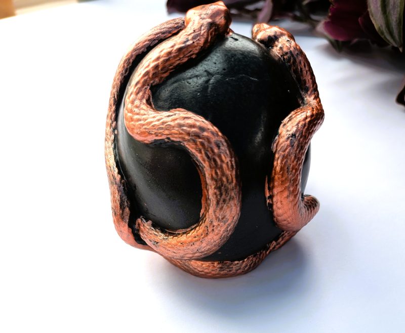 Ornamental Jesmonite Skull in Black and Copper
