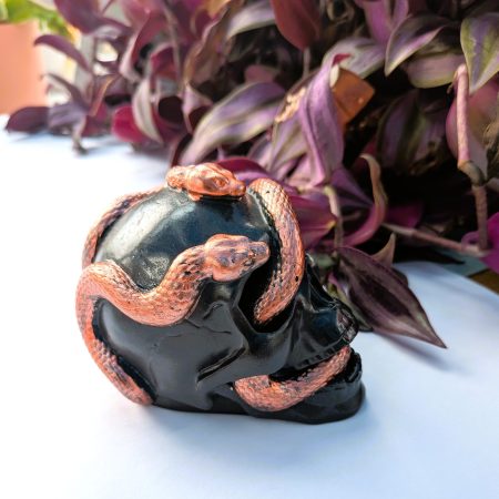 Ornamental Jesmonite Skull in Black and Copper