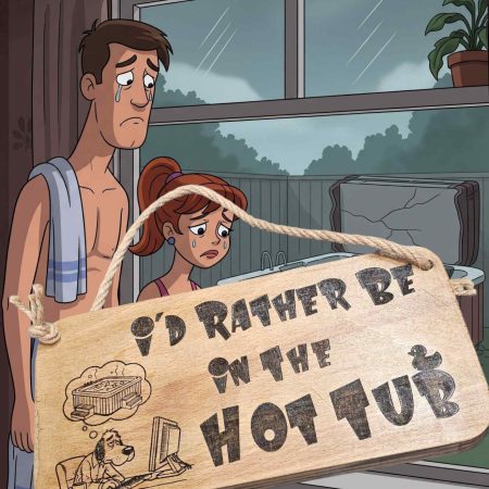 Engraved Double Sided I'd Rather Be In the Hot Tub Rustic Wooden Sign