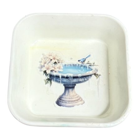 Square Jewelry Tray – Compact Eco Resin Trinket Dish with Unique Decorative Motif
