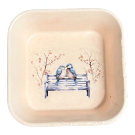 Square Jewelry Tray – Compact Eco Resin Trinket Dish with Unique Decorative Motif