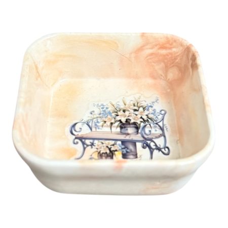 Square Jewelry Tray – Compact Eco Resin Trinket Dish with Unique Decorative Motif