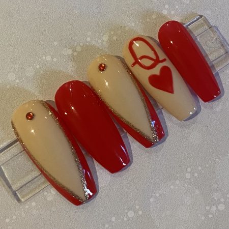 Handpainted Press On Nails - Queen Of Hearts