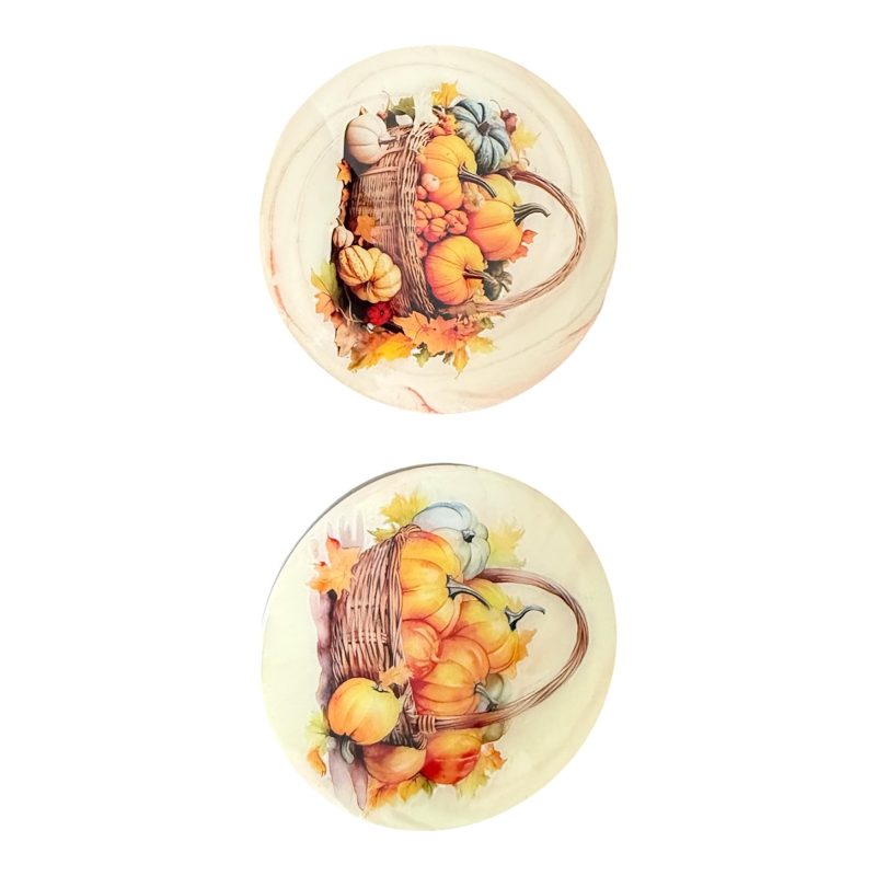 Set of 2 Autumn Pumpkin Coasters – Handcrafted Fall Drink Mats