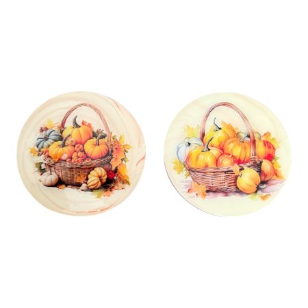 Set of 2 Autumn Pumpkin Coasters – Handcrafted Fall Drink Mats