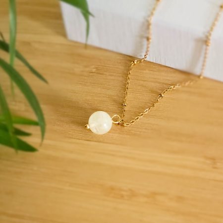 Handmade Moonstone Necklace in Gold | 18K Gold Plated Necklace | Moonstone Bead