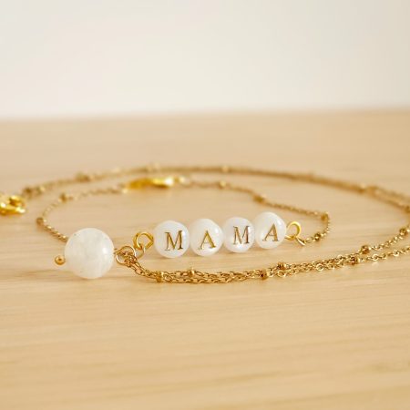 Delicate Handmade Mama Bracelet | 18K Gold Plated Bracelet | Freshwater Pearl