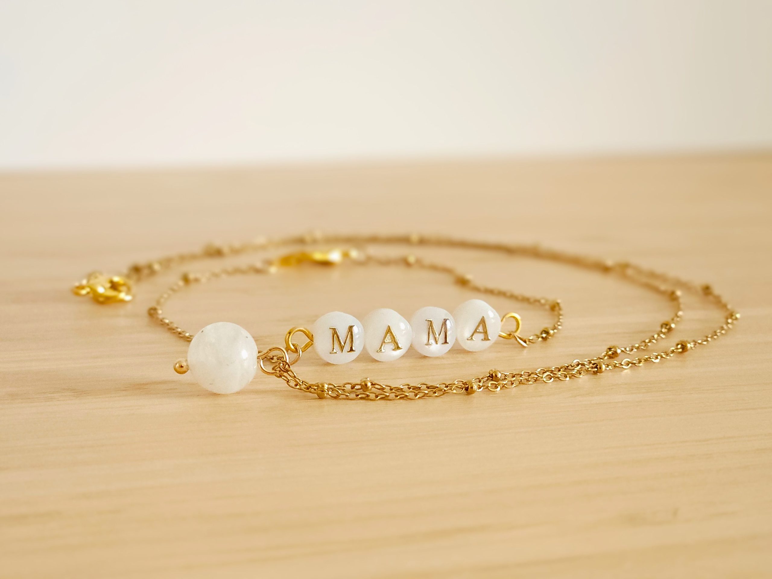 Delicate Handmade Mama Bracelet | 18K Gold Plated Bracelet | Freshwater Pearl