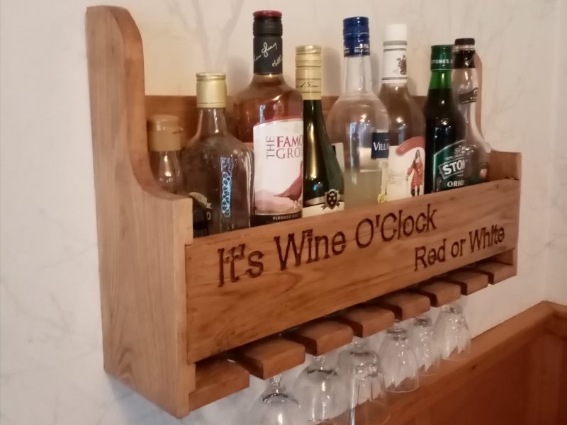 Personalised Wine shelf with glass holders