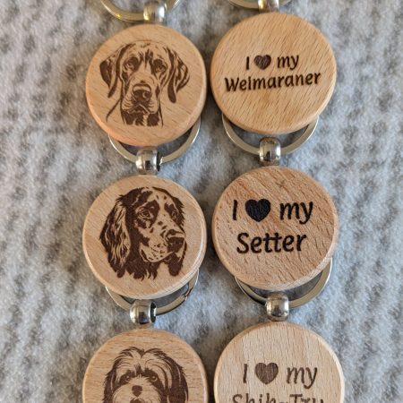 Personalised Wooden Keyrings - Laser Engraved Dog Breeds
