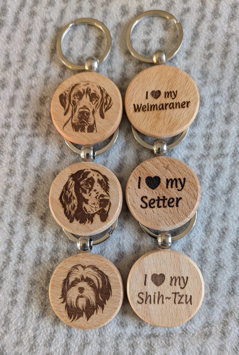 Personalised Wooden Keyrings - Laser Engraved Dog Breeds