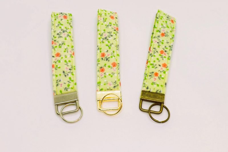 Handmade Padded Fabric Wristlet Keyring: