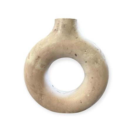 Beige Donut Vase – Modern Circular Home Decor