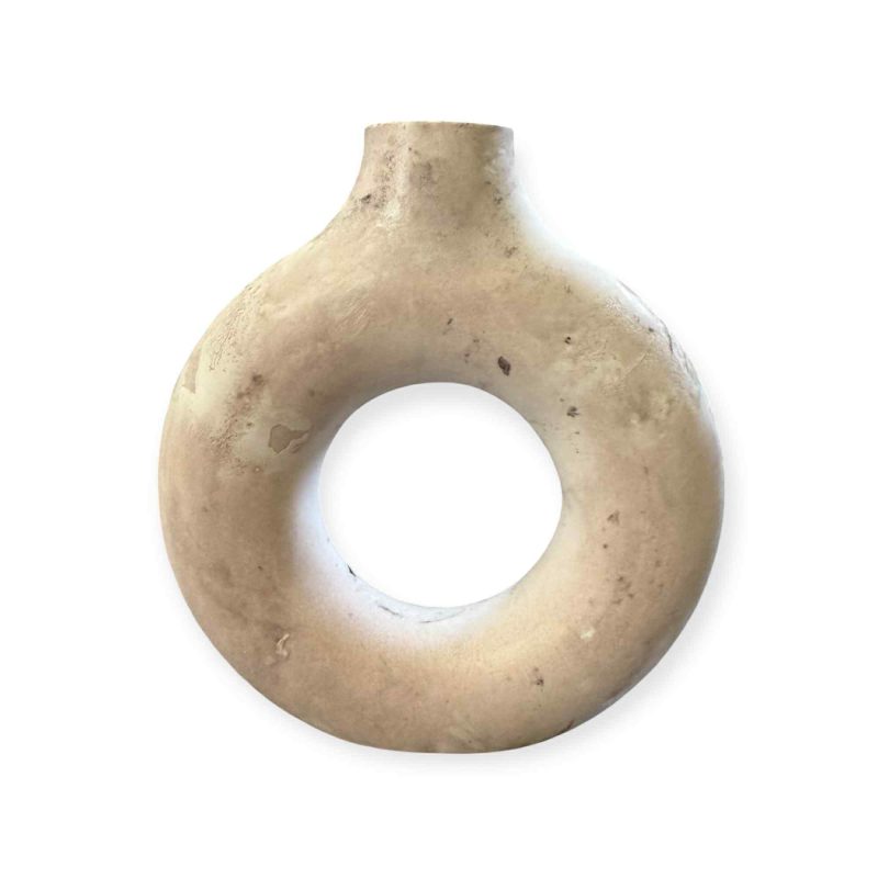 Beige Donut Vase – Modern Circular Home Decor