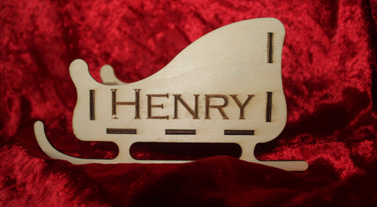 Santa's sleigh. Made from plywood and can be personalised, at no extra cost
