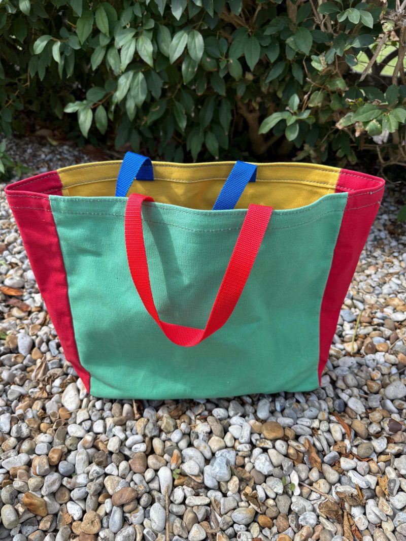 Multi coloured strong canvas shopping bag