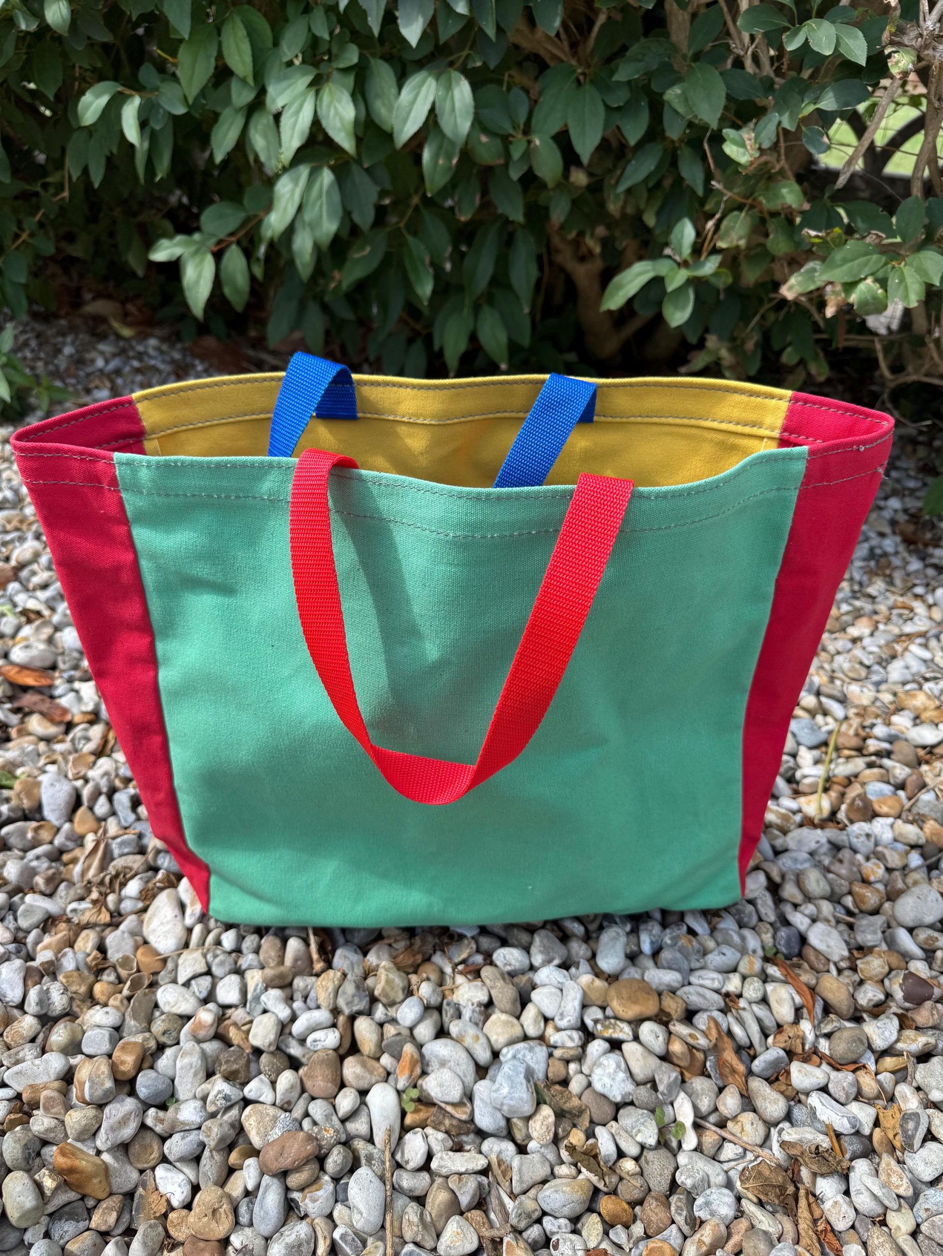 Multi coloured strong canvas shopping bag