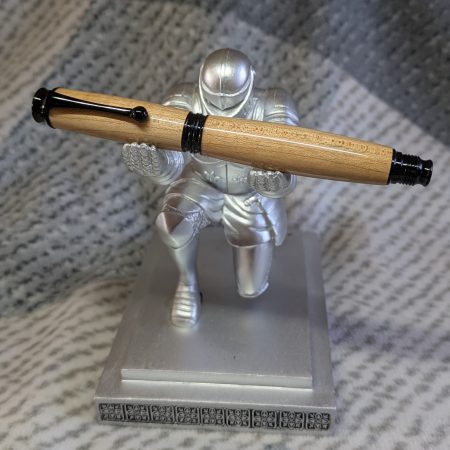 Omega style wooden rollerball made from maple with black fittings