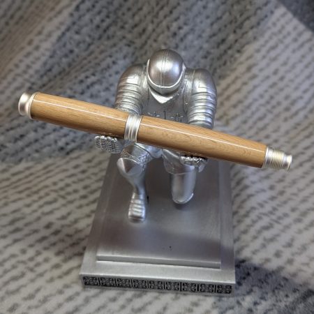 Omega style wooden rollerball made from beech with satin silver fittings