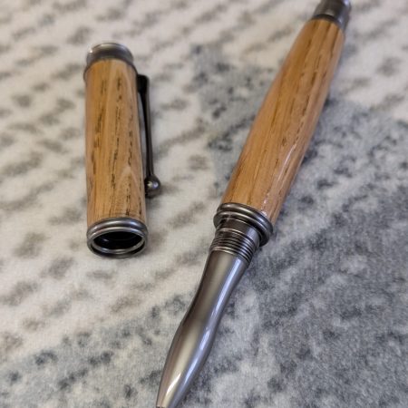 Omega style wooden rollerball made from oak with gun metal fittings