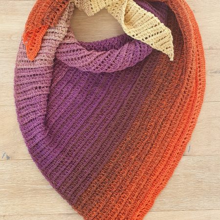 Handmade Crochet Dragon Belly Shawl - Orange Ombre