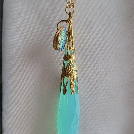 Shimmering Aqua Mermaid Resin Pendant Necklace With Charm