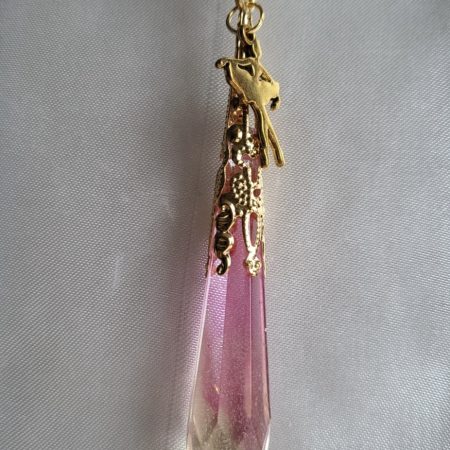 Cute Pink And Yellow Glass Resin Crystal pendant necklace