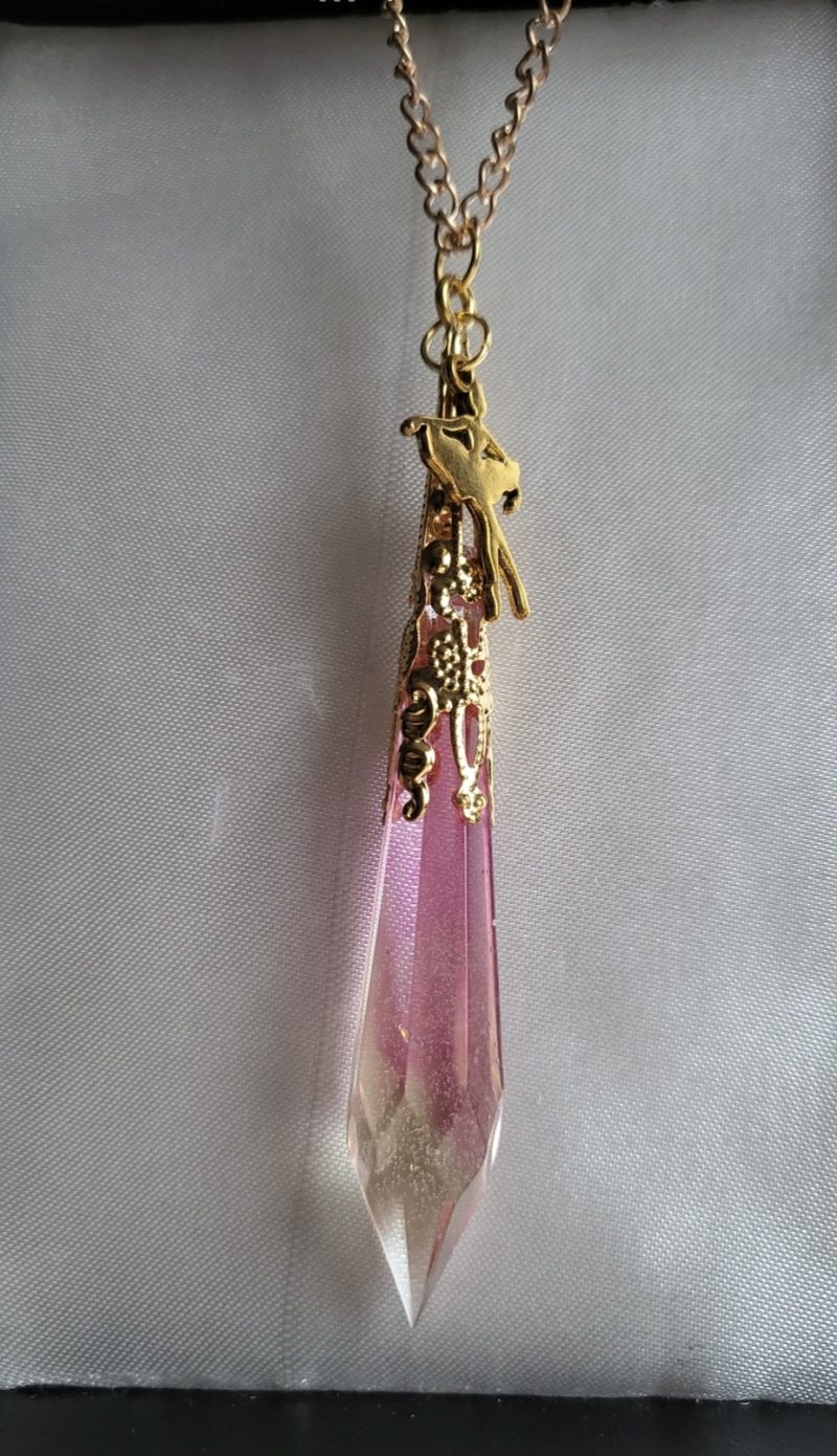 Cute Pink And Yellow Glass Resin Crystal pendant necklace