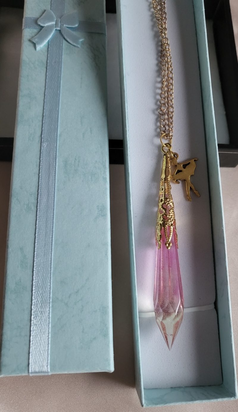 Cute Pink And Yellow Glass Resin Crystal pendant necklace