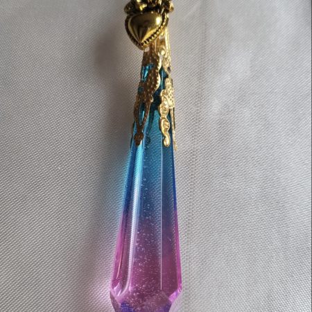 Beautiful Pink And Blue Glass Resin Crystal Pendant Necklace