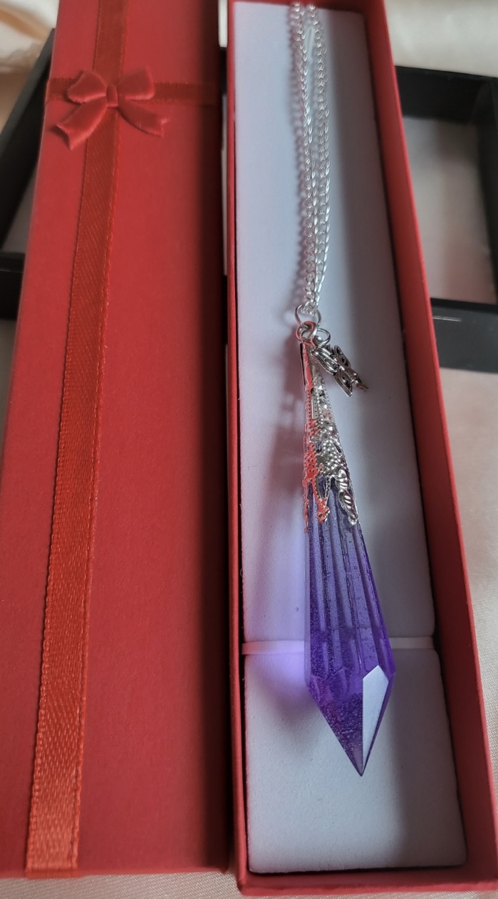 Purple And Black Dark Butterfly Themed Resin Crystal Pendant Necklace